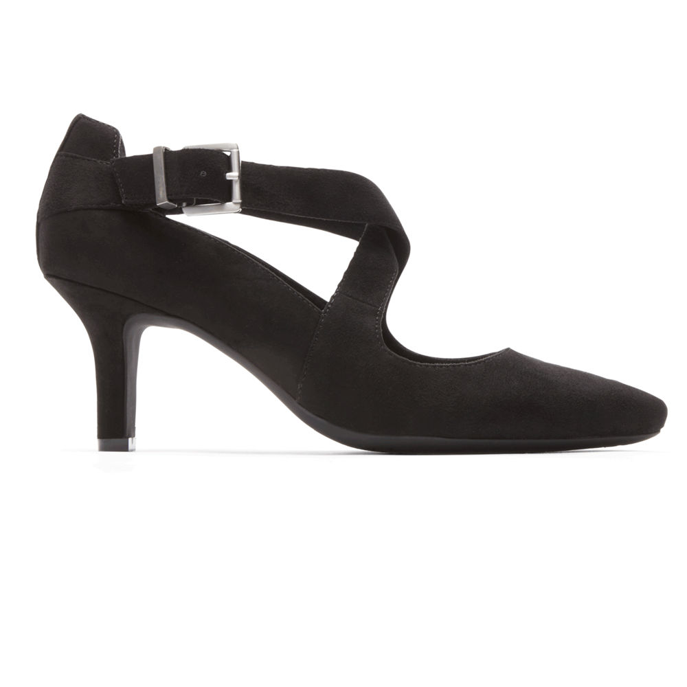 Zapatos De Tacones Rockport Mujer Mexico - Sharna Cross-Strap Negros - HNXBS2431